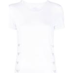 T-shirts unis de créateur Armani Emporio Armani blancs en coton mélangé à manches courtes à col rond pour femme en promo 