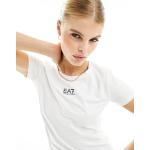 T-shirts à imprimés EA7 blancs en modal à manches courtes Taille XS classiques pour femme en promo 