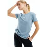 T-shirts à imprimés EA7 bleues claires à logo en modal à manches courtes Taille S classiques pour femme en promo 