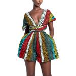 Robes d'été imprimé africain à motif Afrique minis sans manches Taille S style ethnique pour femme 