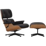Eames Lounge Chair & Ottoman Fauteuil Cuir Premium Vitra Côtés polis noir Cuir Premium F noir Cerise - 4055737112522