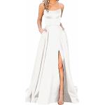 Robes de bal longues de mariée blanches en satin sans manches Taille XL petite look fashion pour femme 