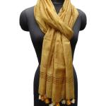 Écharpes en soie dorées à fleurs à pompons look fashion pour femme 