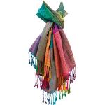 Écharpes jacquard multicolores à franges Taille XXL look fashion pour femme 