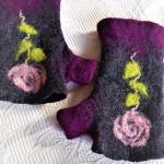 Gants violets en laine à motif moutons en laine Taille XL 