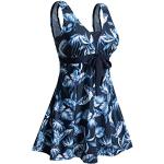 Robes de bain bleues en polyester avec noeuds à motif papillons Taille 5 XL look fashion pour femme 