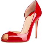 Escarpins rouges à bout ouvert à talons aiguilles Pointure 38 avec un talon de plus de 9cm look fashion pour femme 