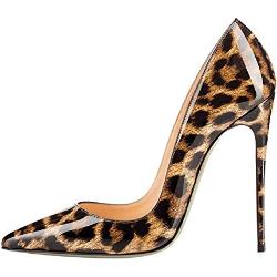 EDEFS - Femme Chaussures - Escarpin Talons Hauts - Bout Fermé - Vernis Leopard - Taille 44