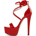 Chaussures montantes rouges look sexy pour femme 