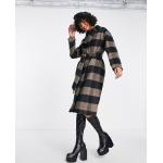 Manteaux en laine noirs à carreaux avec ceinture Taille XXS pour femme en promo 