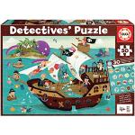 Educa - Detectives' Puzzles, Bateau Pirate, Puzzle Enfant 50 pièces, Assemblez Le Puzzle et Trouvez Les Objets perdus, Plus 4 Ans (18896)