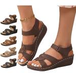 Sandales marron en cuir en cuir à bouts ouverts Pointure 34,5 look casual pour femme 