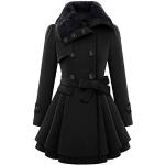 Vestes d'hiver noires en fausse fourrure à capuche mi-longues Taille XXS look fashion pour femme 
