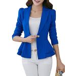 Blazers bleus à volants à manches longues Taille 3 XL plus size look casual pour femme 