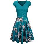 Robes fleuries turquoise à fleurs à manches courtes Taille XL look casual pour femme 