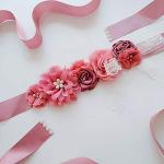 Ceintures de mariée roses en dentelle à strass look fashion pour femme 