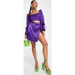 Robes violettes en satin à manches longues à manches longues Taille XS classiques pour femme en promo 