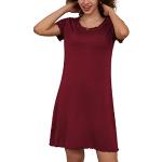 Chemises de nuit rouges à volants à manches courtes à manches courtes à col rond Taille S look fashion pour femme 