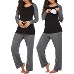 Pyjamas de grossesse d'automne gris foncé en modal Taille L look fashion pour femme 