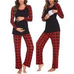 Pyjamas de grossesse d'automne rouges en modal Taille S look fashion pour femme 