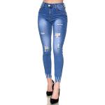 Jeans taille haute Elara bleus troués Taille M look fashion pour femme en promo 