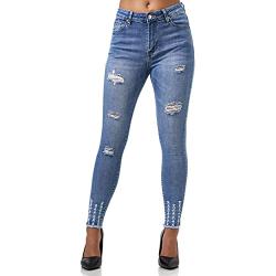 Elara Jeans Femme Taille Haute Destroyed Chunkyrayan MEL0275-4 LT.Blue-34