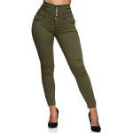 Jeans taille haute Elara verts stretch Taille XL look fashion pour femme 