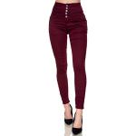 Jeans taille haute Elara lie de vin stretch Taille XL look fashion pour femme en promo 
