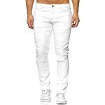 Jeans slim Elara blancs troués stretch W33 look fashion pour homme 