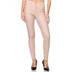Pantalons classiques Elara roses en cuir synthétique Taille M look fashion pour femme 
