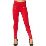 Pantalons skinny Elara rouges stretch Taille XS look fashion pour femme en promo 