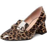 Escarpins à effet léopard en cuir léopard à bouts carrés à élastiques Pointure 40 avec un talon entre 5 et 7cm look fashion pour femme 