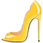 Escarpins jaunes à bout ouvert à talons aiguilles Pointure 44 look fashion pour femme 