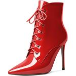 Bottines classiques rouges à talons aiguilles à bouts pointus Pointure 44 avec un talon de plus de 9cm look fashion pour femme 