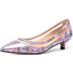 Escarpins pointus violets à fleurs à kitten heel Pointure 42 look fashion pour femme 