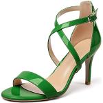 Sandales à talons vertes en cuir verni à paillettes à talons aiguilles Pointure 38 look fashion pour femme 