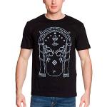 Elbenwald Portes de Durin T-Shirt pour Hommes Glow in The Dark pour Les Fans du Seigneur des Anneaux Coton Noir - XL