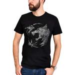 Elbenwald T-Shirt Homme emblème du Loup pour Les Fans de Witcher Coton Noir - M