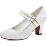 Chaussures montantes de mariée Elegantpark blanc d'ivoire à boucles Pointure 42 avec un talon entre 7 et 9cm look fashion pour femme 