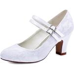 Chaussures montantes de mariée Elegantpark blanches à boucles Pointure 40 avec un talon entre 7 et 9cm look fashion pour femme 