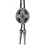 ELENXS Hommes Retro Indian Totem Alliage Cuir Collier avec Pendentif Cravate Clip Corde Bolo Tie Décoration