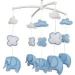 Mobiles bleus à motif éléphants bébé 