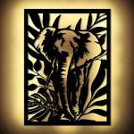 Décors muraux noirs en acier à motif éléphants style ethnique 