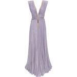 Robes de soirée longues Elisabetta Franchi violettes en viscose maxi sans manches à col en V Taille XL pour femme 