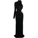 Robes de soirée longues Elisabetta Franchi noires en viscose à strass à manches longues Taille XXL pour femme 
