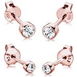 Boucles d'oreilles Elli roses en cristal à clous en argent en lot de 2 look fashion pour femme en promo 