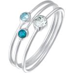 Bagues 3 anneaux Elli bleus clairs en cristal Taille 52 