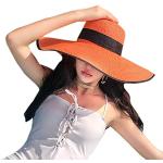 Capelines orange en paille 55 cm Taille L look fashion pour femme 