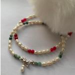 Bracelets de perles de mariage vert émeraude en argent à perles à émeraude personnalisés 