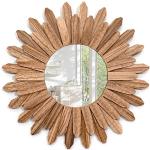 Miroirs muraux marron en bois massif diamètre 53 cm rustiques 